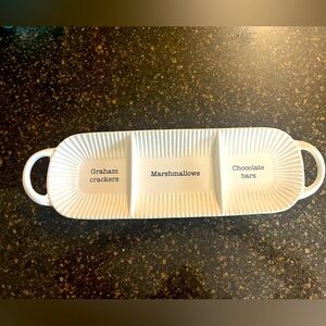 Pier 1 Imports White Ceramic Hostess Serving Plater Campfire S’mores